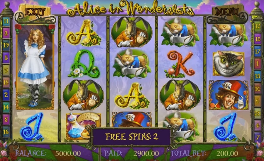 HD-слот Playson: Alice in Wonderslots, скриншот